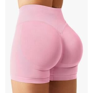 Workout Baby Pink Impact Hidden Scrunch Butt Lifting 3.6" Seamless Shorts M